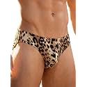 Mens Bikini Underwear Stylish Leopard Print Briefs Low Rise Animal Pattern Trunks with Contoured Pouch