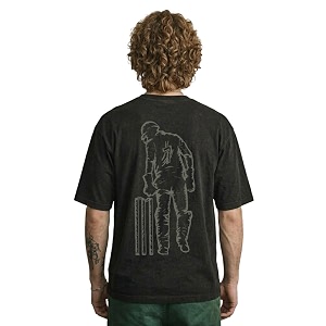 Mens Black Drop Shoulder Round Neck Half