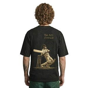 Mens Black Drop Shoulder Round Neck Half
