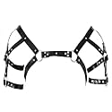 Mens Black Leather Armors Suspenders Shoulder Strap Body Chest Harness Chain Belt Adjustable Gay Punk Clubwear Costume