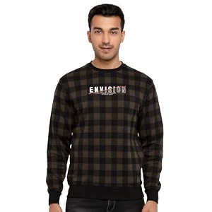 Mens Checkered Round Neck Sweatshirt