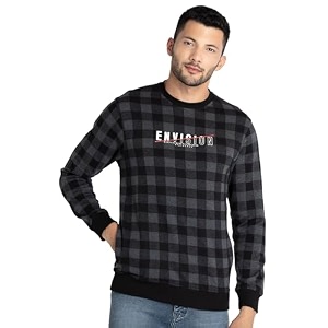 Mens Checkered Round Neck Sweatshirt