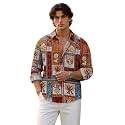 Mens Cotton Cat Printed Shirt Collar Neck