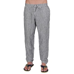 Mens Cotton Linen Striped Plus Size Pyjama