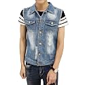 Mens Denim Vest Jacket Sleeveless Trucker Jean Jacket