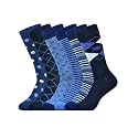 Mens Dress Socks Business Casual Pattern，6-Pairs Bamboo Crew Sock for Men Shoe Size 8-13