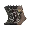 Mens Dress Socks Business Casual Pattern，6-Pairs Bamboo Crew Sock for Men Shoe Size 8-13
