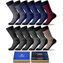 Mens Dress Socks, Premium Bamboo Rayon Crew Socks, Size 8-13, Gift Box
