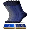 Mens Dress Socks, Premium Bamboo Rayon Crew Socks, Size 8-13, Gift Box
