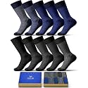 Mens Dress Socks, Premium Bamboo Rayon Crew Socks, Size 8-13, Gift Box