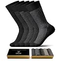 Mens Dress Socks, Premium Bamboo Rayon Crew Socks, Size 8-13, Gift Box