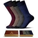 Mens Dress Socks, Premium Bamboo Rayon Crew Socks, Size 8-13, Gift Box