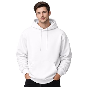 Mens Drop Shoulder White Hoodie Oversized