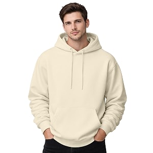 Mens Drop Shoulder White Hoodie Oversized