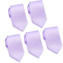 FOMANN Mens Formal Tie Wholesale Lot of 5 Mens Solid Color Wedding Ties 3.5" Satin Finish