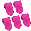 FOMANN Mens Formal Tie Wholesale Lot of 5 Mens Solid Color Wedding Ties 3.5" Satin Finish