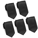 FOMANN Mens Formal Tie Wholesale Lot of 5 Mens Solid Color Wedding Ties 3.5" Satin Finish