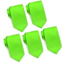 FOMANN Mens Formal Tie Wholesale Lot of 5 Mens Solid Color Wedding Ties 3.5" Satin Finish
