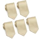 FOMANN Mens Formal Tie Wholesale Lot of 5 Mens Solid Color Wedding Ties 3.5" Satin Finish
