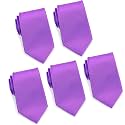 FOMANN Mens Formal Tie Wholesale Lot of 5 Mens Solid Color Wedding Ties 3.5" Satin Finish
