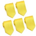 FOMANN Mens Formal Tie Wholesale Lot of 5 Mens Solid Color Wedding Ties 3.5" Satin Finish