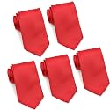 FOMANN Mens Formal Tie Wholesale Lot of 5 Mens Solid Color Wedding Ties 3.5" Satin Finish