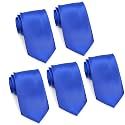 FOMANN Mens Formal Tie Wholesale Lot of 5 Mens Solid Color Wedding Ties 3.5" Satin Finish