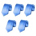 FOMANN Mens Formal Tie Wholesale Lot of 5 Mens Solid Color Wedding Ties 3.5" Satin Finish
