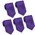 FOMANN Mens Formal Tie Wholesale Lot of 5 Mens Solid Color Wedding Ties 3.5" Satin Finish