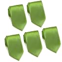 FOMANN Mens Formal Tie Wholesale Lot of 5 Mens Solid Color Wedding Ties 3.5" Satin Finish
