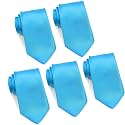 FOMANN Mens Formal Tie Wholesale Lot of 5 Mens Solid Color Wedding Ties 3.5" Satin Finish