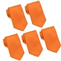 FOMANN Mens Formal Tie Wholesale Lot of 5 Mens Solid Color Wedding Ties 3.5" Satin Finish