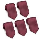 FOMANN Mens Formal Tie Wholesale Lot of 5 Mens Solid Color Wedding Ties 3.5" Satin Finish