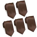 FOMANN Mens Formal Tie Wholesale Lot of 5 Mens Solid Color Wedding Ties 3.5" Satin Finish