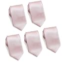 FOMANN Mens Formal Tie Wholesale Lot of 5 Mens Solid Color Wedding Ties 3.5" Satin Finish