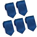 FOMANN Mens Formal Tie Wholesale Lot of 5 Mens Solid Color Wedding Ties 3.5" Satin Finish