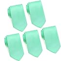 FOMANN Mens Formal Tie Wholesale Lot of 5 Mens Solid Color Wedding Ties 3.5" Satin Finish