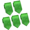 FOMANN Mens Formal Tie Wholesale Lot of 5 Mens Solid Color Wedding Ties 3.5" Satin Finish