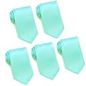 FOMANN Mens Formal Tie Wholesale Lot of 5 Mens Solid Color Wedding Ties 3.5" Satin Finish