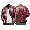 Mens Guardians Superhero Distressed Maroon Star Cosplay Costume Leather Biker Jacket