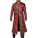 Mens Guardians Superhero Distressed Maroon Star Cosplay Costume Leather Biker Jacket