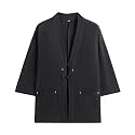 Mens Japanese Kimono Cardigan Cotton Linen Haori Fashion 3/4 Sleeve Yukata