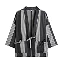 Mens Japanese Kimono Cardigan Cotton Linen Haori Fashion 3/4 Sleeve Yukata