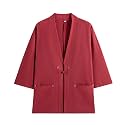 Mens Japanese Kimono Cardigan Cotton Linen Haori Fashion 3/4 Sleeve Yukata