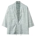 Mens Japanese Kimono Cardigan Cotton Linen Haori Fashion 3/4 Sleeve Yukata