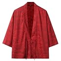 Mens Japanese Kimono Cardigan Cotton Linen Haori Fashion 3/4 Sleeve Yukata