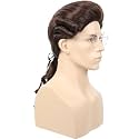 Mens Judge Colonial Wig with Glasses for Costume Cosplay Halloween Party