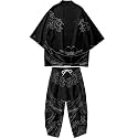 Mens Kimono Set 3/4 Sleeve Haori And Shorts Casual 2 Piece Japanese Outfits