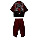 Mens Kimono Set 3/4 Sleeve Haori And Shorts Casual 2 Piece Japanese Outfits