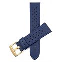 Mens Leather Rally Strap, Perforated Racing Watch Band, 18-24mm, Reg/XL